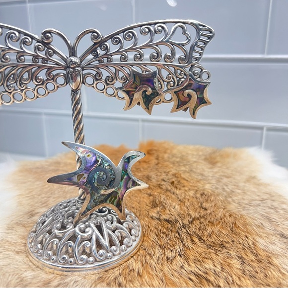 Vintage Taxco Mexico Sterling Silver Abalone Brooch Pin/ Pendant & Earrings Set - Picture 2 of 13